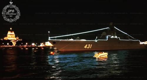 Украшение дюралайтом кораблей  День ВМФ 2019 Санкт-Петербург