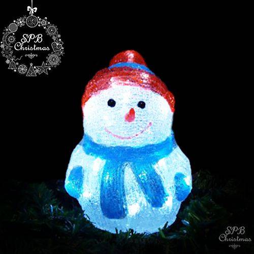 Светодиодная акриловая фигура «Снеговик в шапочке» (20см, уличная) 