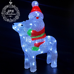 Светодиодная акриловая фигура «Дед мороз на олене» (47см, уличная)